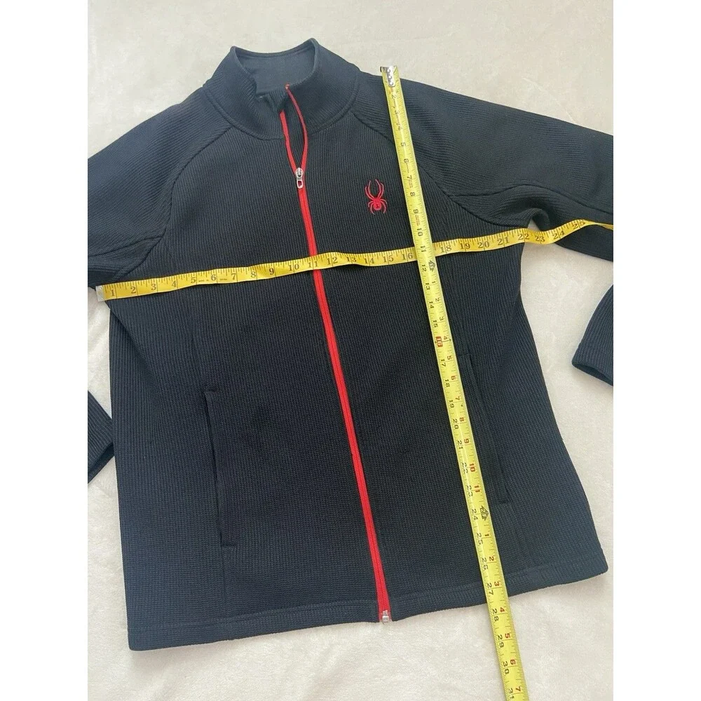 Spyder Stryke Mid Weight Knit Full Zip Jacket Black Red Size Large